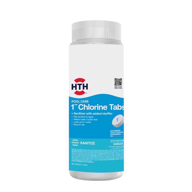 Emery Jensen pool chemicals: 6-pack of 1.5lb chlorine chemical tablets for pool disinfection and maintenance.