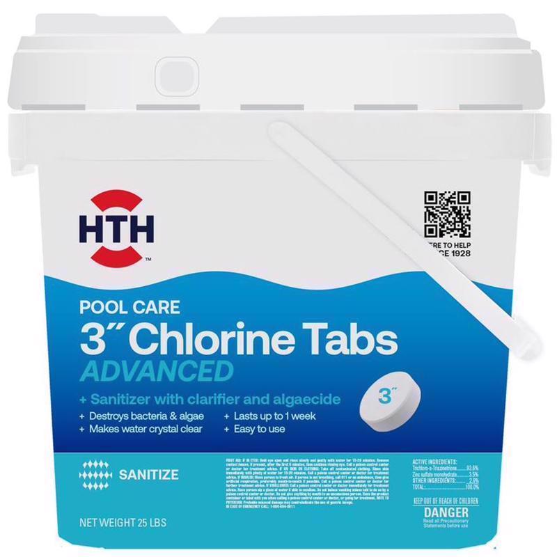 Emery Jensen Chlorn Tab Advanced 3-inch, 25lb pool chemical tablets for sanitizing and maintaining pool water quality.
