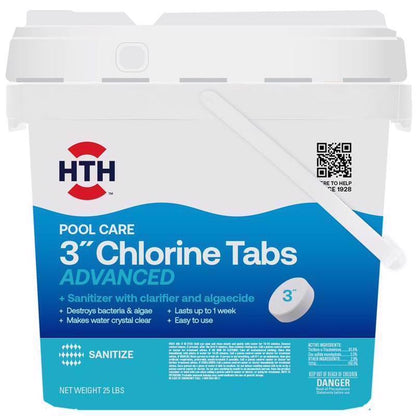 Emery Jensen Chlorn Tab Advanced 3-inch, 25lb pool chemical tablets for sanitizing and maintaining pool water quality.