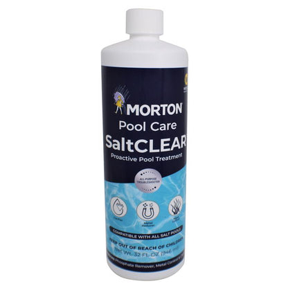 Emery Jensen pool chemicals, Clarifiers LQU, 32oz bottle, used for clarifying and maintaining clear swimming pool water.