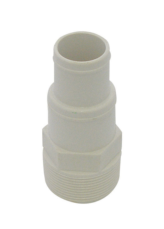 Emery Jensen threaded 1.25-inch pool maintenance equipment adapter for connecting hoses and accessories.