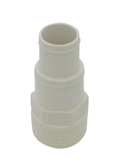 Emery Jensen threaded 1.25-inch pool maintenance equipment adapter for connecting hoses and accessories.