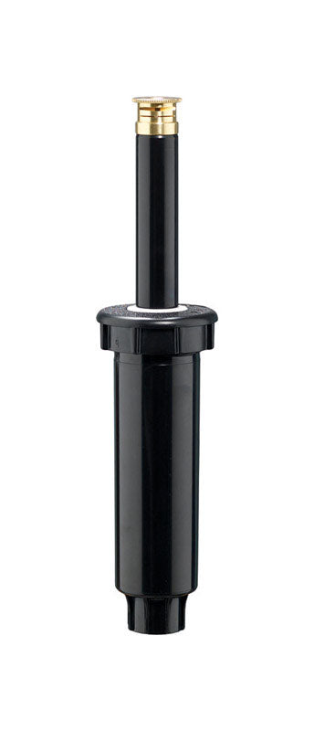 Emery Jensen 4-inch pop-up nozzle unit with a half-pattern brass nozzle for plumbing or irrigation applications.