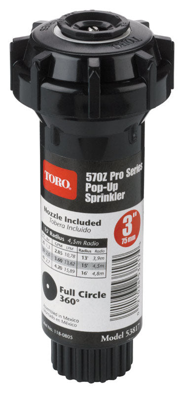 Emery Jensen POP-UP SPRINKLR FC 3-inch irrigation pop-up unit for lawn watering, shown in a natural outdoor setting.