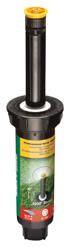 Emery Jensen pop-up sprinkler unit with a 4-foot spray pattern, designed for efficient lawn watering.