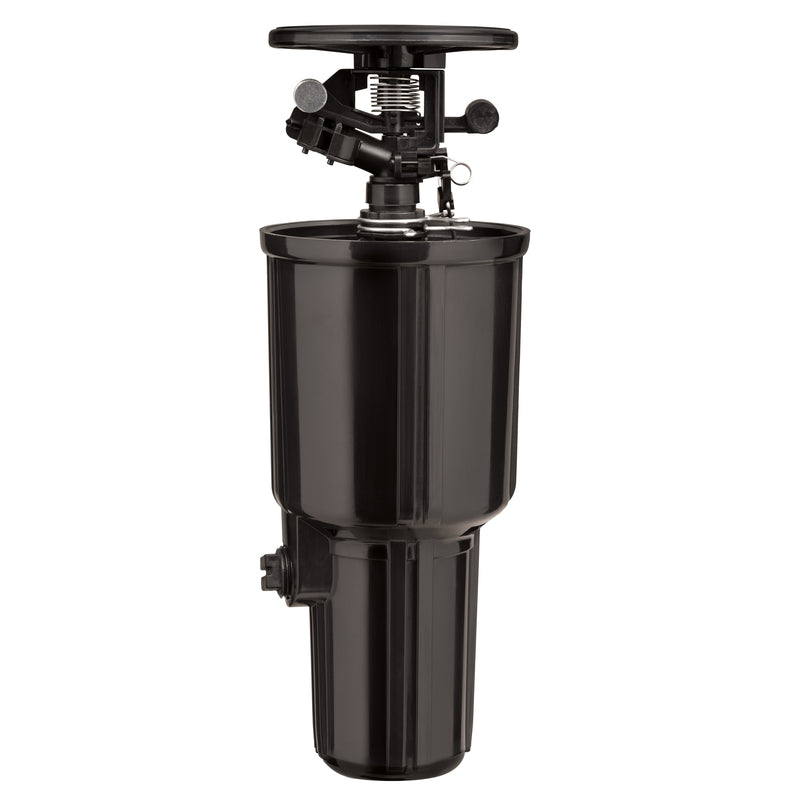 Emery Jensen 3-inch pop-up sprinkler impact adjustment unit for lawn irrigation system, visible with adjustable nozzle