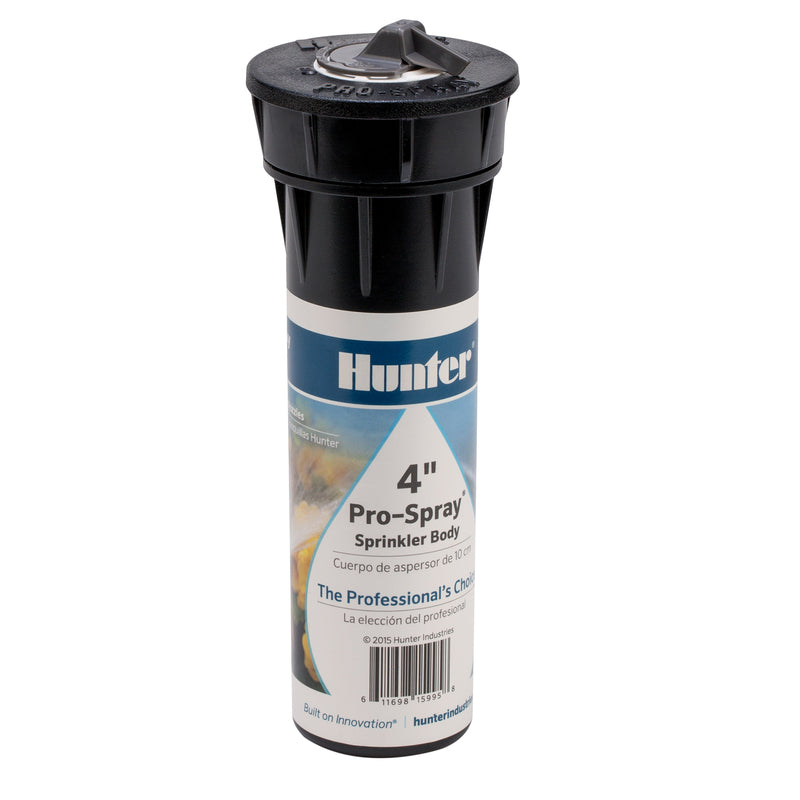 Emery Jensen Sprinklr Popup 4-inch Pro pop-up unit with durable plastic cover and mounting hardware for sprinkler system installation.