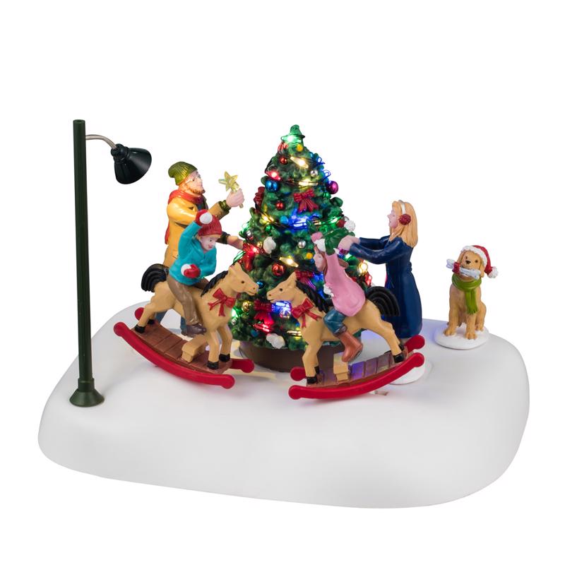 Emery Jensen porcelain house accessory from Cmas Tree Village collection, detailed ceramic Christmas village decor piece.