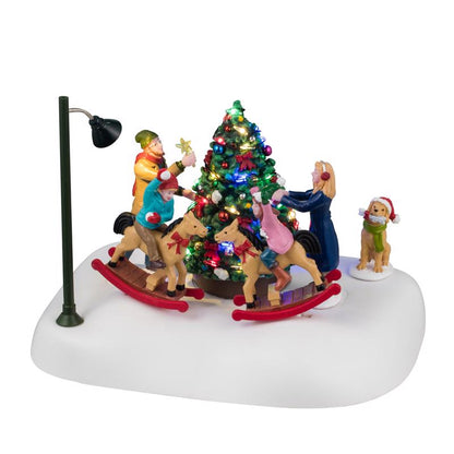 Emery Jensen porcelain house accessory from Cmas Tree Village collection, detailed ceramic Christmas village decor piece.