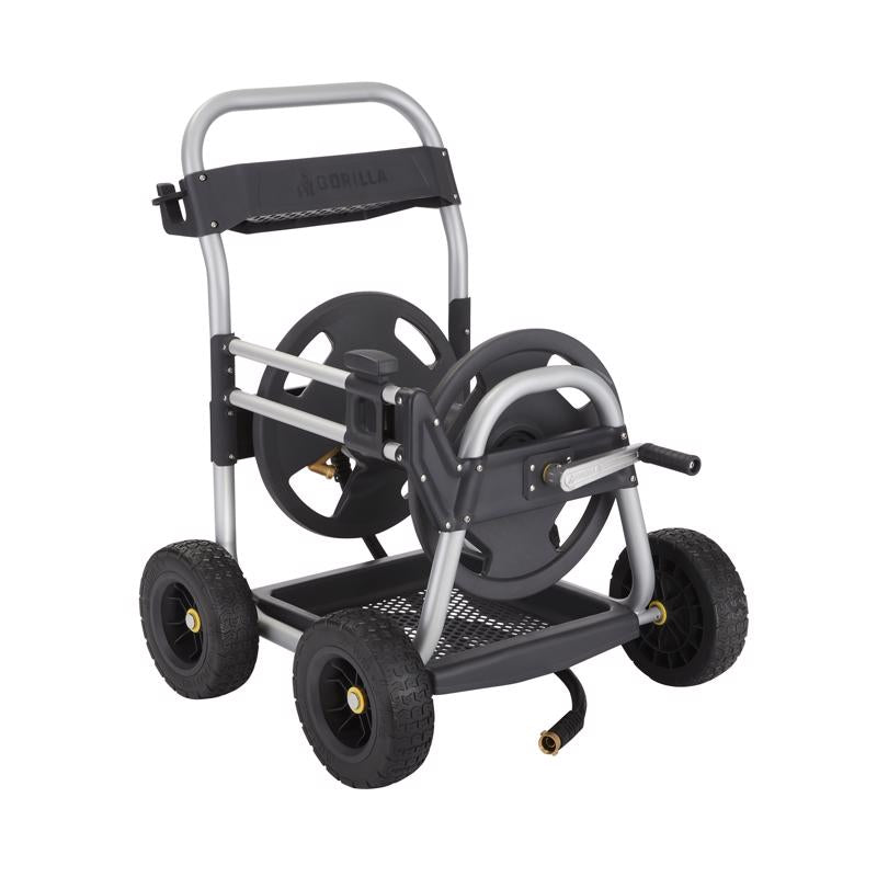 Emery Jensen portable hose reel cart with 250-foot capacity, featuring a sturdy design for efficient garden watering.