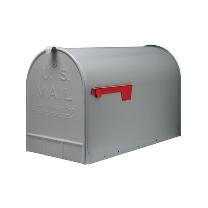 Silver Emery Jensen Mailbox Rural #3 post-mounted mailbox with a traditional design for outdoor installation.