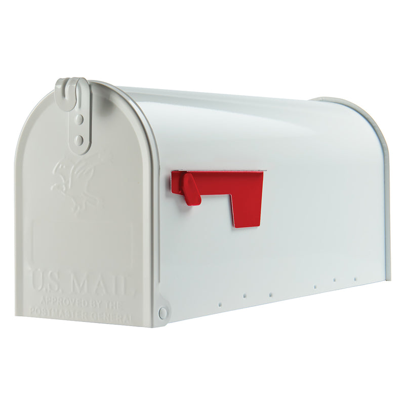 Emery Jensen rural T1ELITE WH post-mounted mailbox with white finish and traditional design for residential use.