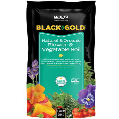 Emery Jensen flower and vegetable soil in a 1.5 cu ft bag, suitable for potting and topsoil use in gardening.