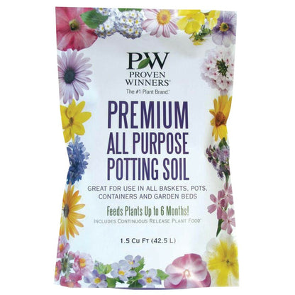 Emery Jensen potting soil bag, 1.5 cubic feet, large bag for container gardening and plant potting purposes.