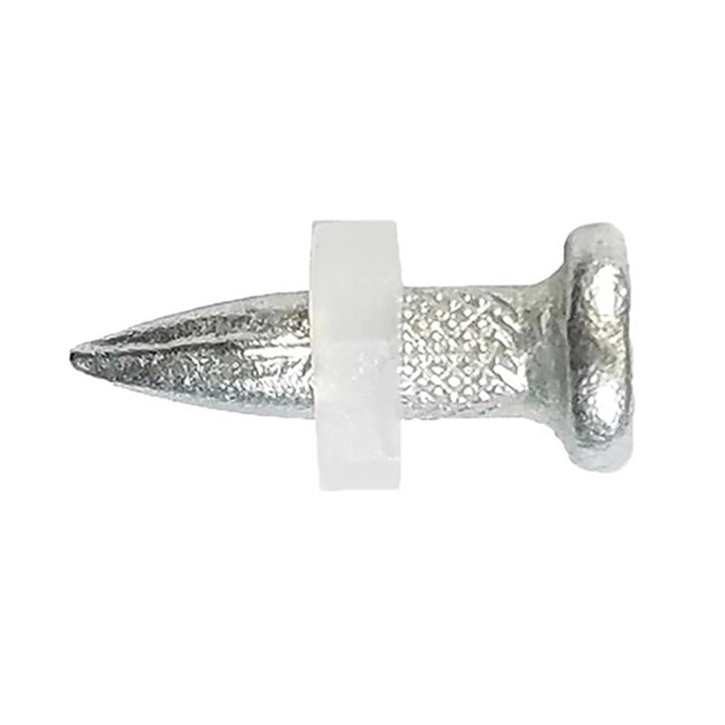 Emery Jensen powder drive pin in stainless steel, 0.145 inch diameter, used as a durable load drive pin for fastening applications.
