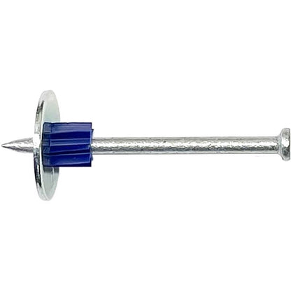 Emery Jensen powder drive pin with washer, 2-1/2 inch length, designed for secure fastening in load applications.