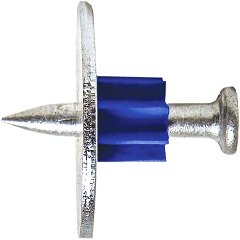 Emery Jensen powder drive pin with washer, 1-inch length, used for securing components in industrial applications.