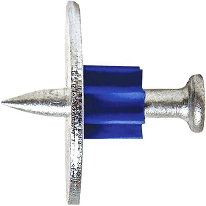 Emery Jensen powder drive pin with washer, 1-inch length, used for securing components in industrial applications.