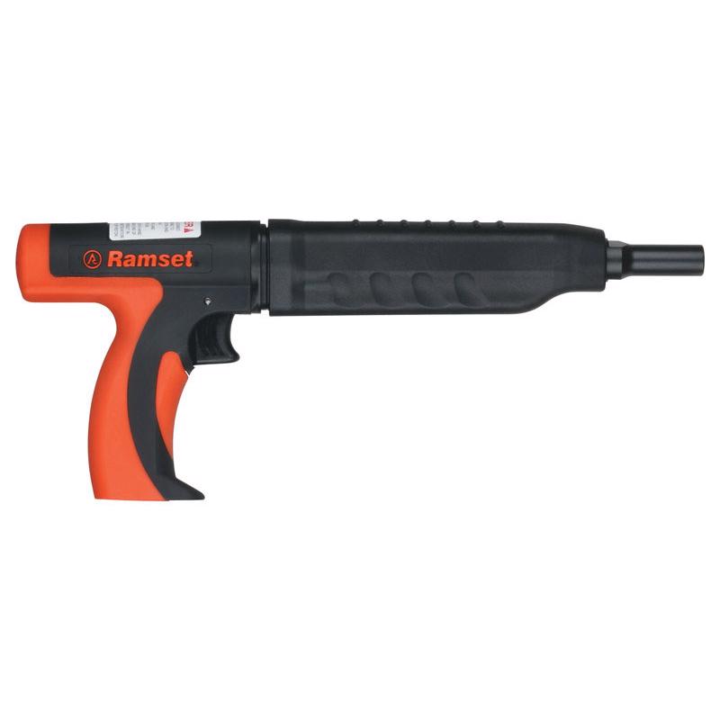 Emery Jensen MastersShot Powder Drive Tool, trigger mechanism for precise powder application, in a professional workshop setting.