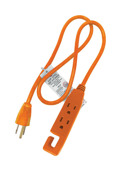 EXTN CORD 14/3GA ORG 3'