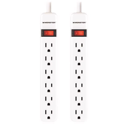 PWR STRIP 6OUTLT WHT 2PK