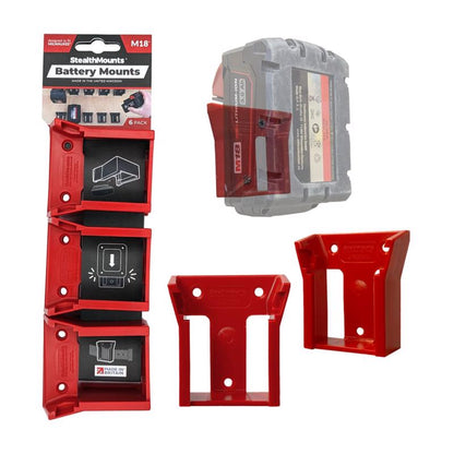 Emery Jensen 6-pack of round battery mounts for power tools, durable metal holder accessories for secure battery attachment.