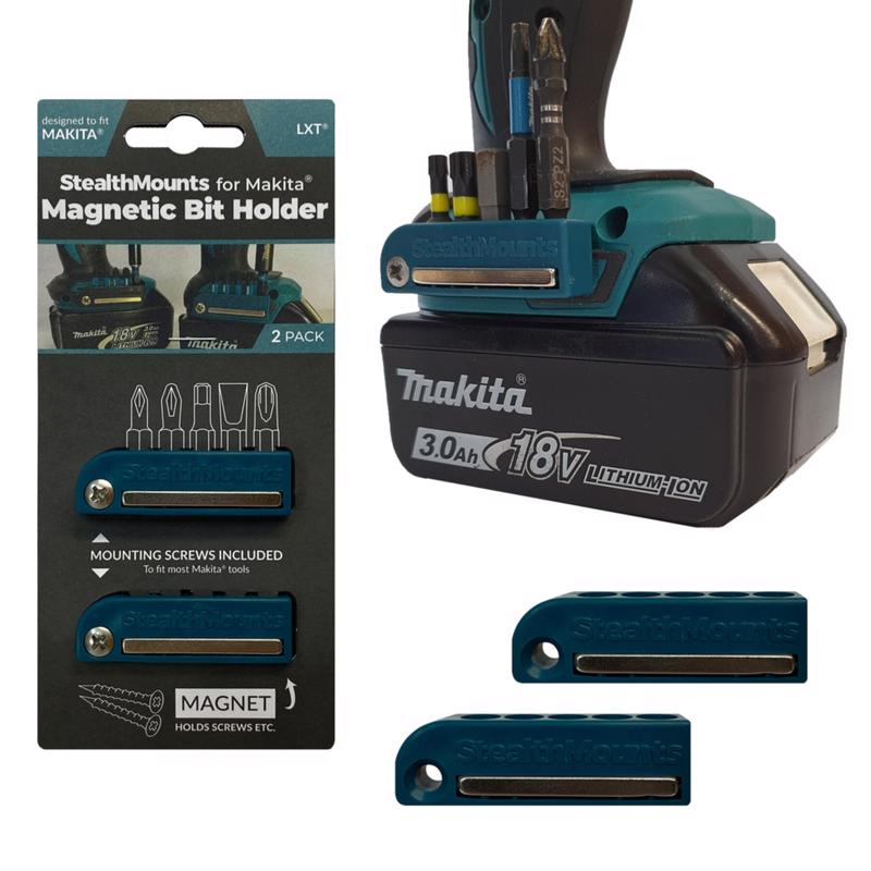 Emery Jensen Holdr Magnetic Bit Blue 2-pack for power tools, featuring magnetic tips for secure screw driving.