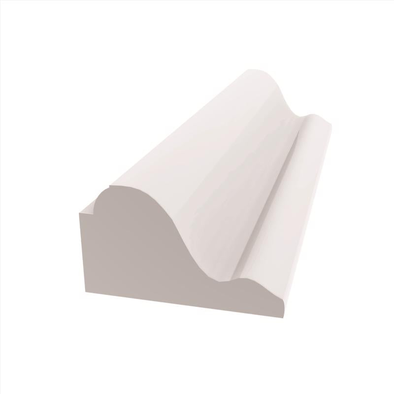 White PVC base cap moulding by Emery Jensen, 1-1/8 inch prefished prefinished moulding for trim or finishing projects