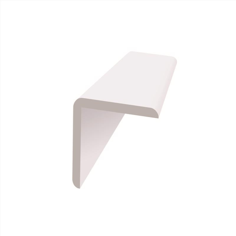 Emery Jensen prefinished white out corner moulding, 1-1/8-inch, showing smooth surface and angled edge for interior finishing.