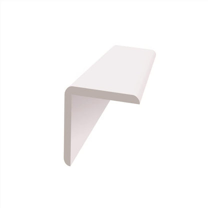 Emery Jensen prefinished white out corner moulding, 1-1/8-inch, showing smooth surface and angled edge for interior finishing.