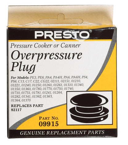 Emery Jensen pressure cooker parts, pressure cook over plug, stainless steel and rubber components for safe pressure cooking.