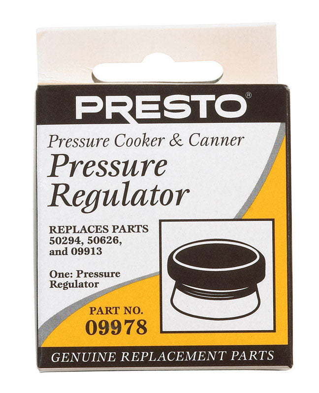 Emery Jensen pressure cooker regulator pressure cooker part, silver metal component for safety and control.