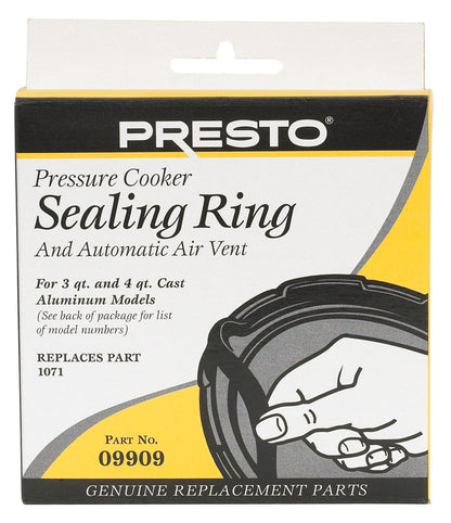 Emery Jensen SEAL RING Plug&vent 9909 for pressure cookers, close-up of the rubber seal and vent plug in black and silver.