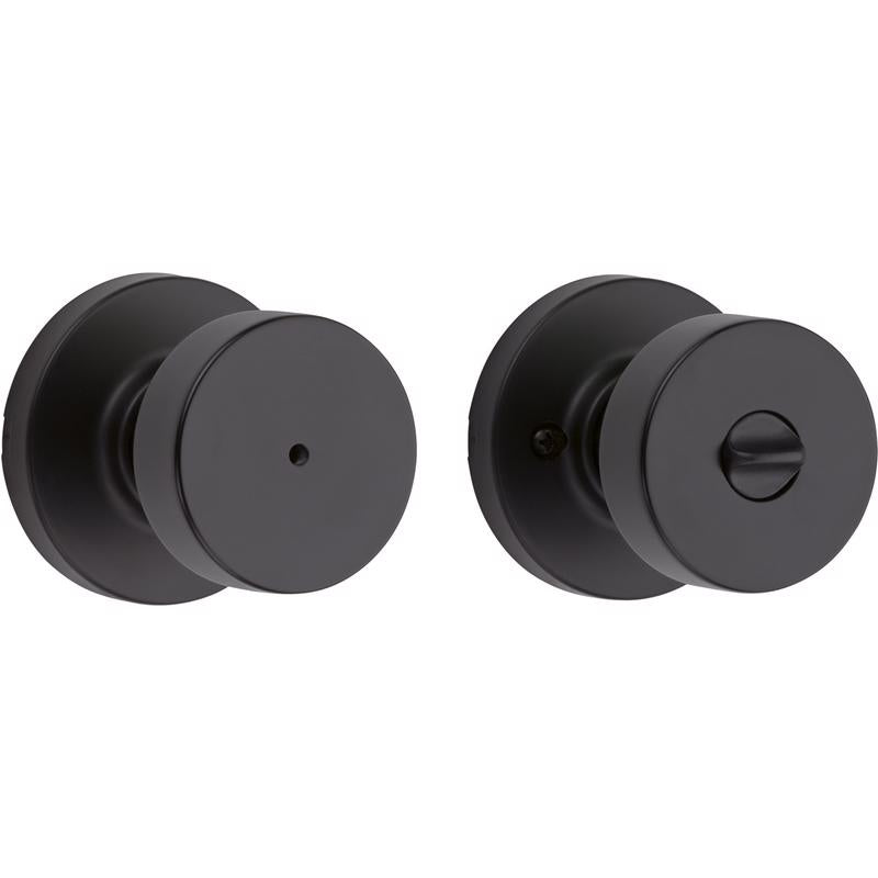 Emery Jensen iron black privacy knob handle for bed and bath doors, featuring a sleek, durable design.