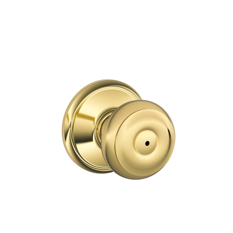 Emery Jensen privacy door knob made of solid brass with a classic, polished finish, suitable for interior doors.