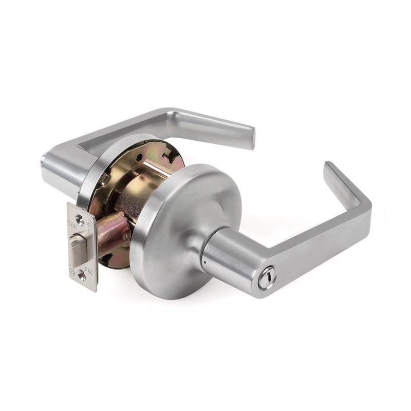 Emery Jensen privacy lockset with lever handle, 26D, featuring a secure latch and modern design for interior doors.
