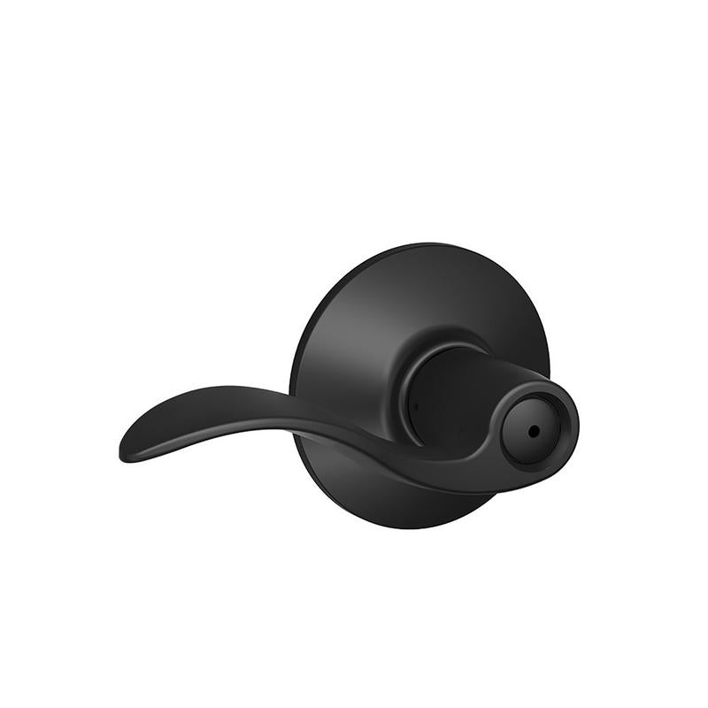 Emery Jensen privacy lever accent door handle in matte black, featuring a sleek lever design for interior privacy use.