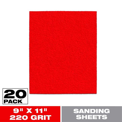 SANDING SHEET 220GR 20PK