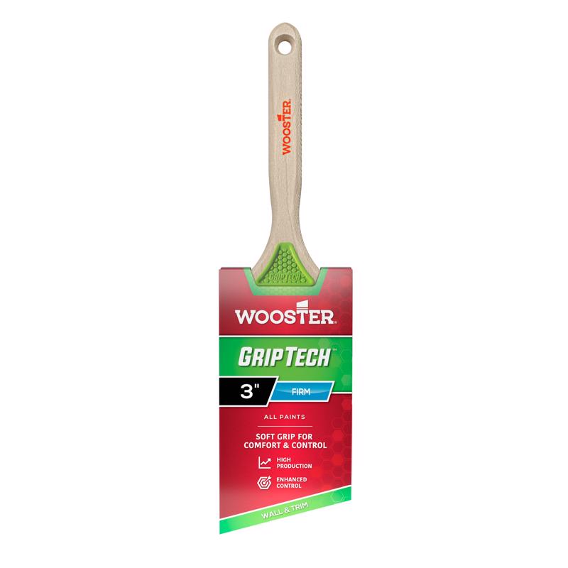 Six Emery Jensen professional 3-inch angle paint brushes in a pack, ideal for detailed painting and trim work.