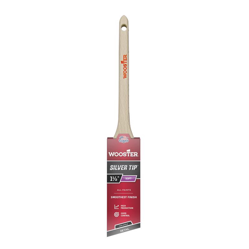 Set of six Emery Jensen professional 1.5-inch silver tip brushes, ideal for detailed painting or finishing work.