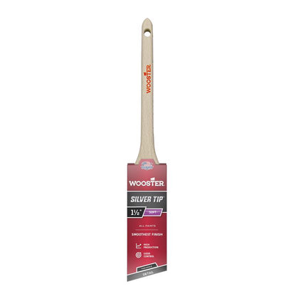 Set of six Emery Jensen professional 1.5-inch silver tip brushes, ideal for detailed painting or finishing work.