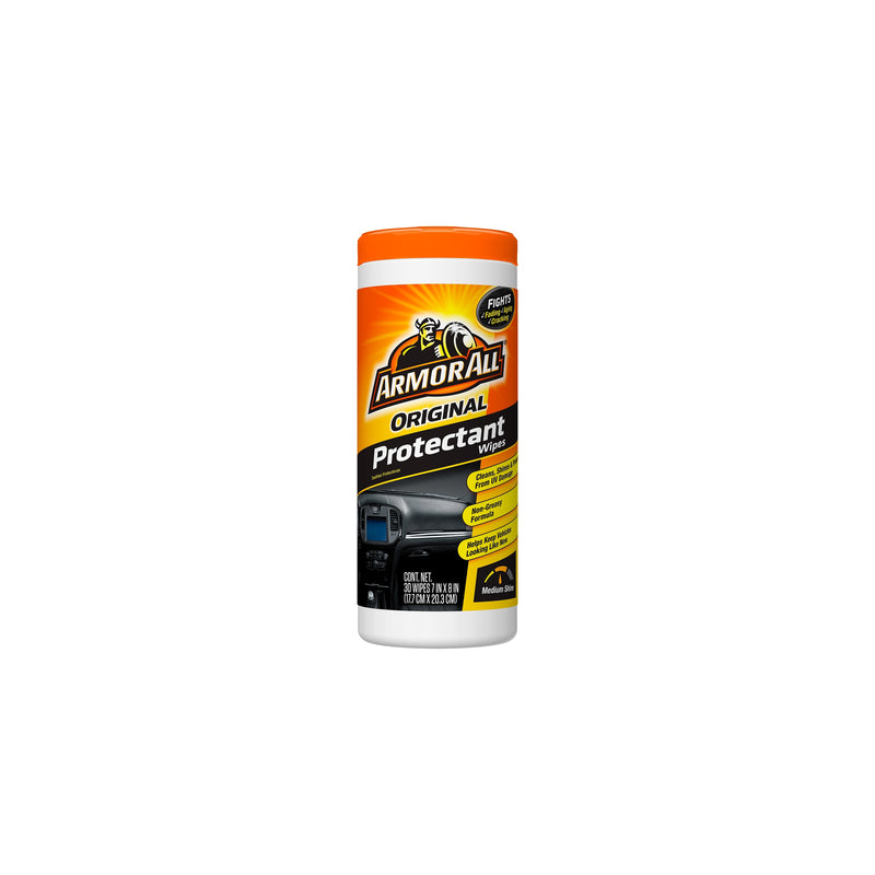 Emery Jensen Armor All protectant wipes for cleaning and protecting vehicle surfaces, shown in a pack of wipes.