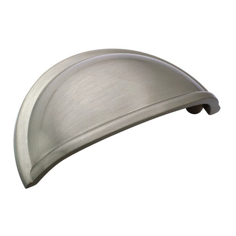 Set of five Emery Jensen 3-inch CTC cup pulls, durable metal cabinet handles with a sleek finish for furniture drawers.