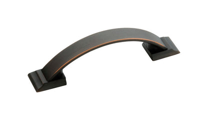 Set of five Emery Jensen 3-inch orb cabinet pulls, modern hardware handles for kitchen or furniture cabinets.