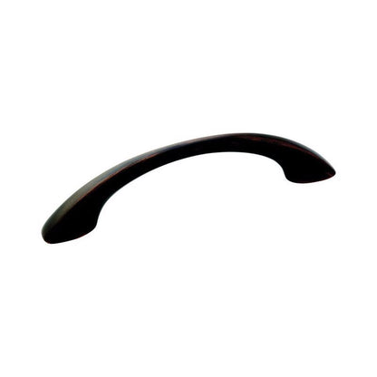 Emery Jensen pull handle with 4-7/8-inch oil-rubbed bronze finish, designed for cabinets or furniture.