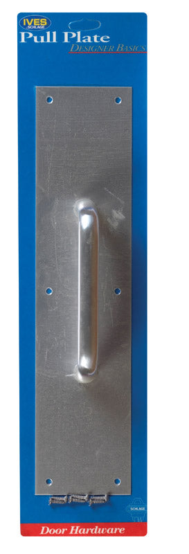 Aluminum pull plate measuring 3.5x15x6 inches by Emery Jensen, designed for door pulls and push plates.