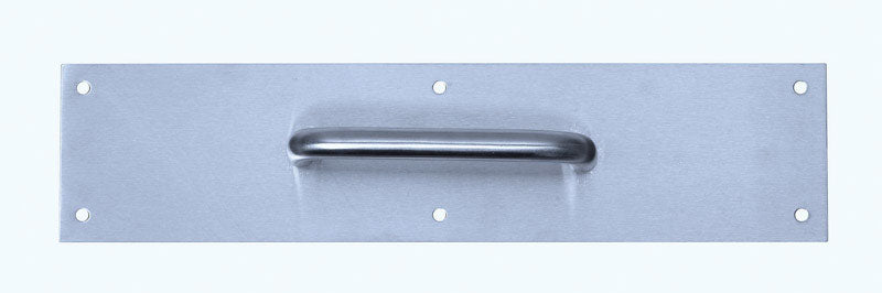 Stainless steel pull plate 3.5x15 inches from Emery Jensen, designed for door pull and push applications.