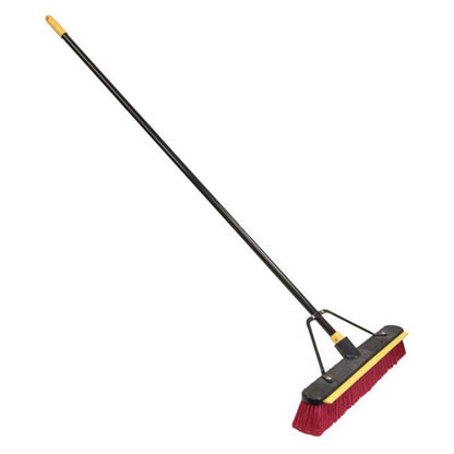 Set of four Emery Jensen 2-in-1 push brooms with adjustable handles and durable bristles for versatile indoor and outdoor cleaning.