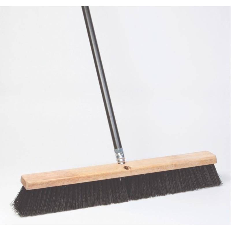 Emery Jensen 24-inch push broom with durable poly bristles for sweeping large surfaces and outdoor areas.
