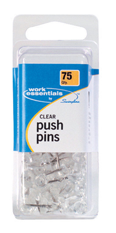 PUSH PINS CLEAR 75CT - Pack of 4